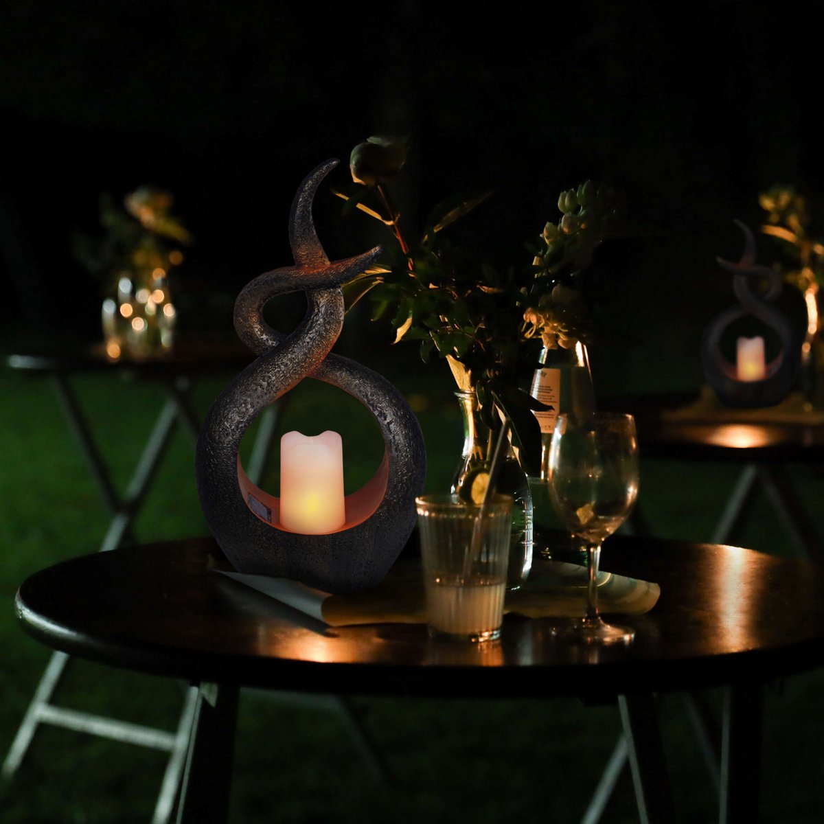 LED Solar Decol Light "Candle Flame", voor buiten, bruin plastic, geïntegreerde LED.