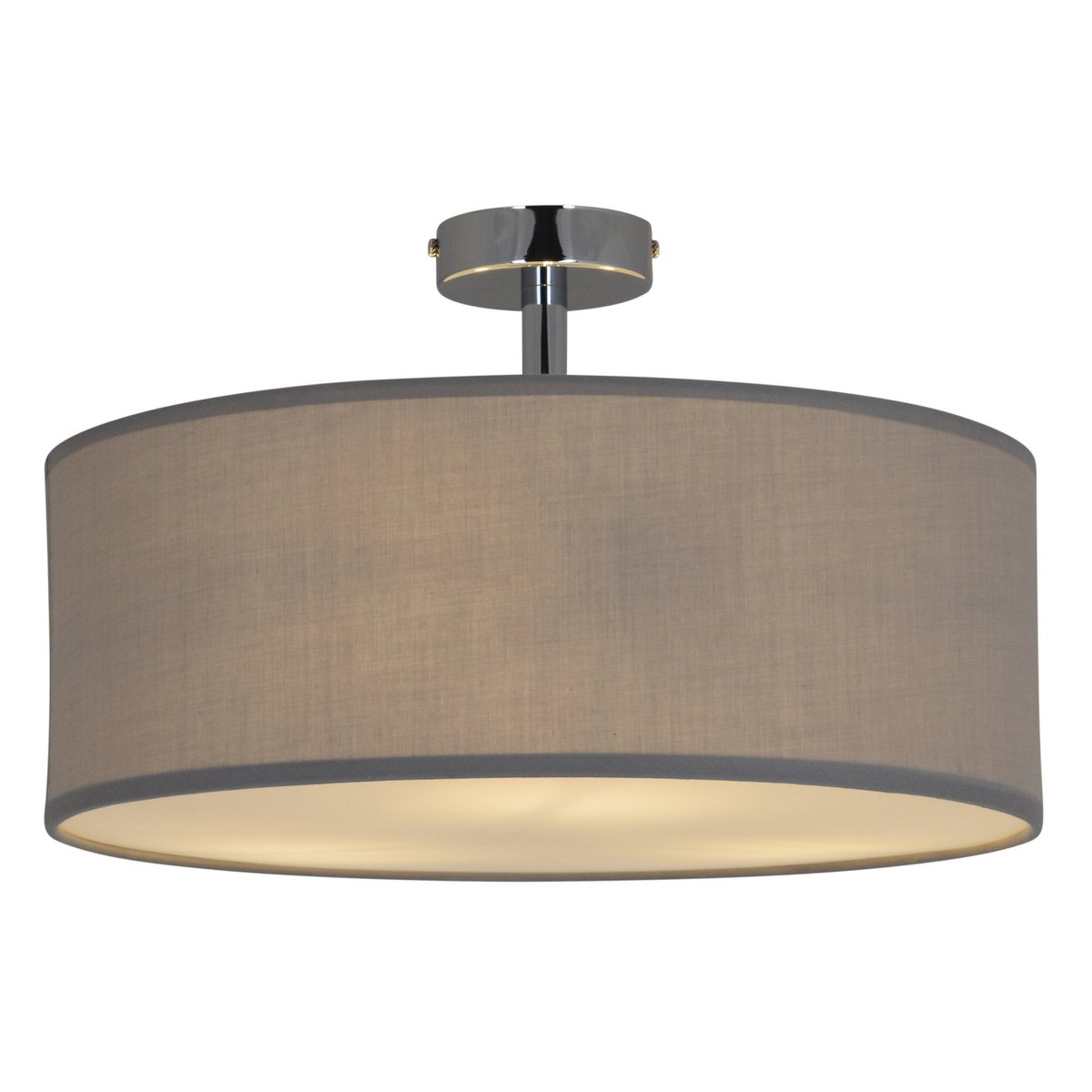 Textielplafondlamp "New York", klassieke plafondlamp met tekstbladen in grijs, met E27 -aansluiting, plafondlicht 40 cm in diameter, geschikt voor de hele woonruimte