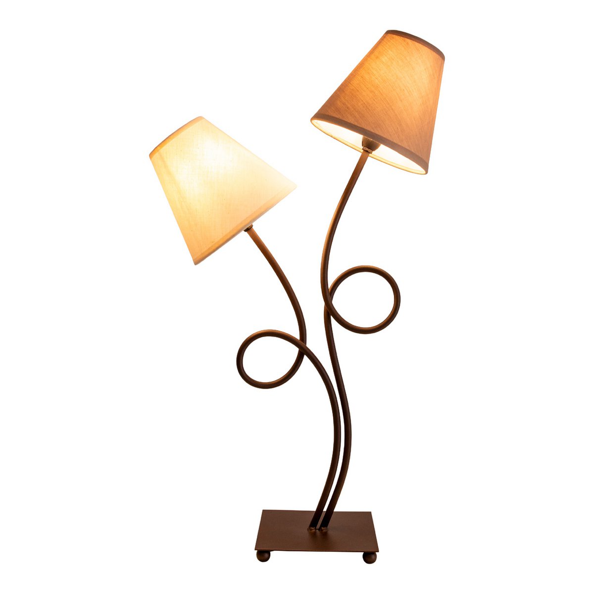Tafellamp, 2-flame "boho" ", tafellamp bruin/beige, met E14-aansluiting, voor eetkamer, woonkamer, gang of kantoor, 65 cm hoog