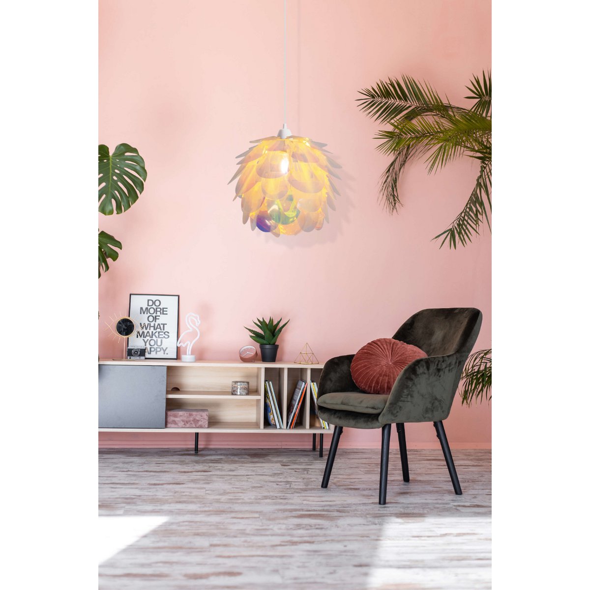 Hanger lamp "fora" gemaakt van metaal en iriserend plastic, e27 socket, verlichting voor woonkamer, eetkamer en kantoor, Ø40 cm