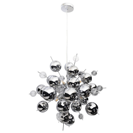Hanger lamp "explosie" chroom gemaakt van metaal en glas, G9 -versies, hangende lamp voor eetkamer, woonkamer, gang of kantoor, Øca. 65 cm