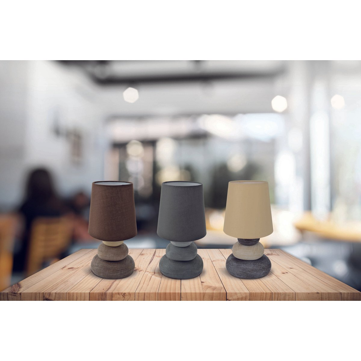 Keramische tafellamp "Stoney", keramische tafellamp in bruin, met E14 -aansluiting, tafellamp voor eetkamer, woonkamer, gang of kantoor, of als een bedlamp, 31 cm hoog