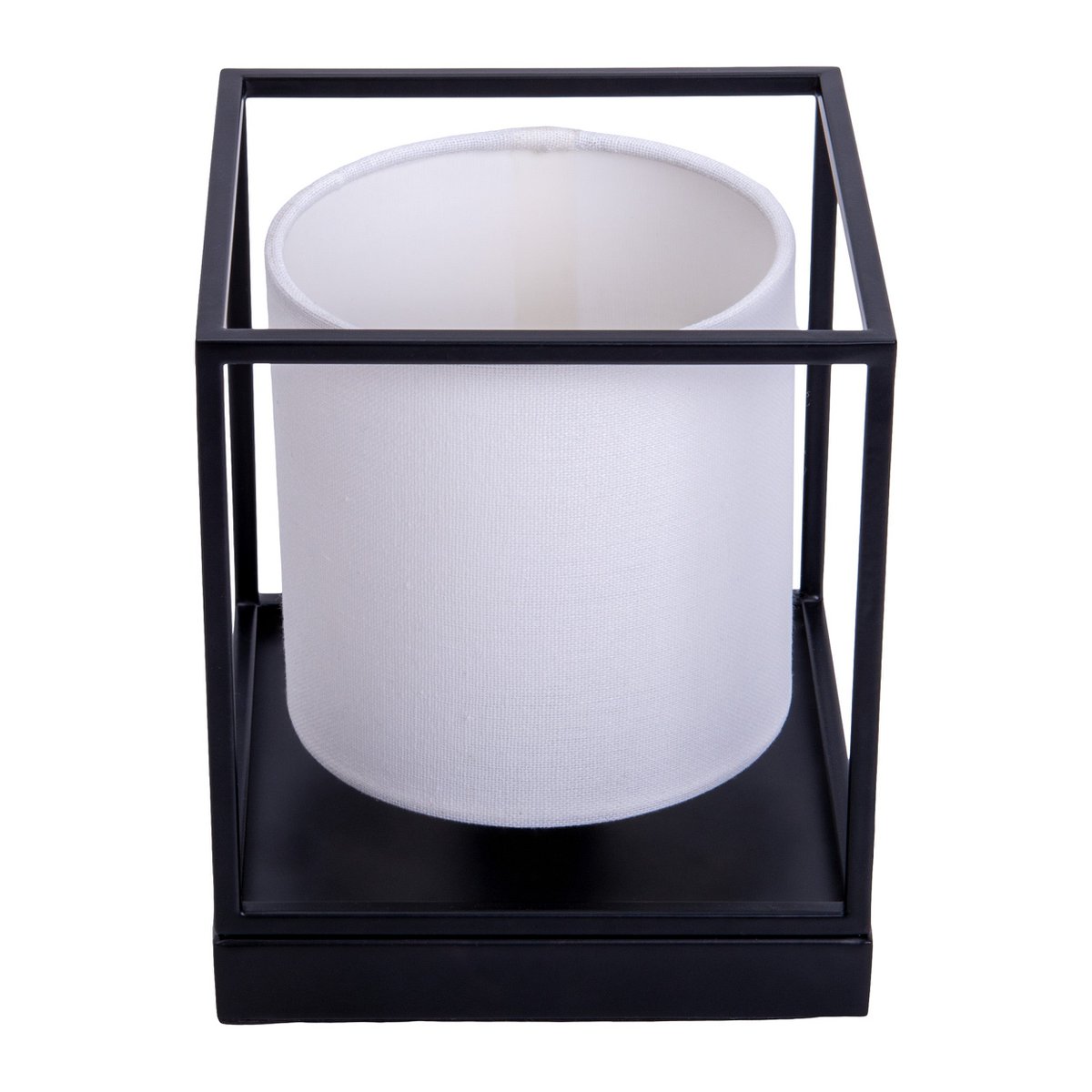 Tafellamp "Beta" wit gemaakt van metaal met stof paraplu in wit, met E14 -aansluiting, lamp voor woonkamer, eetkamer, gang en kantoor, 15 x 15 x 17 cm