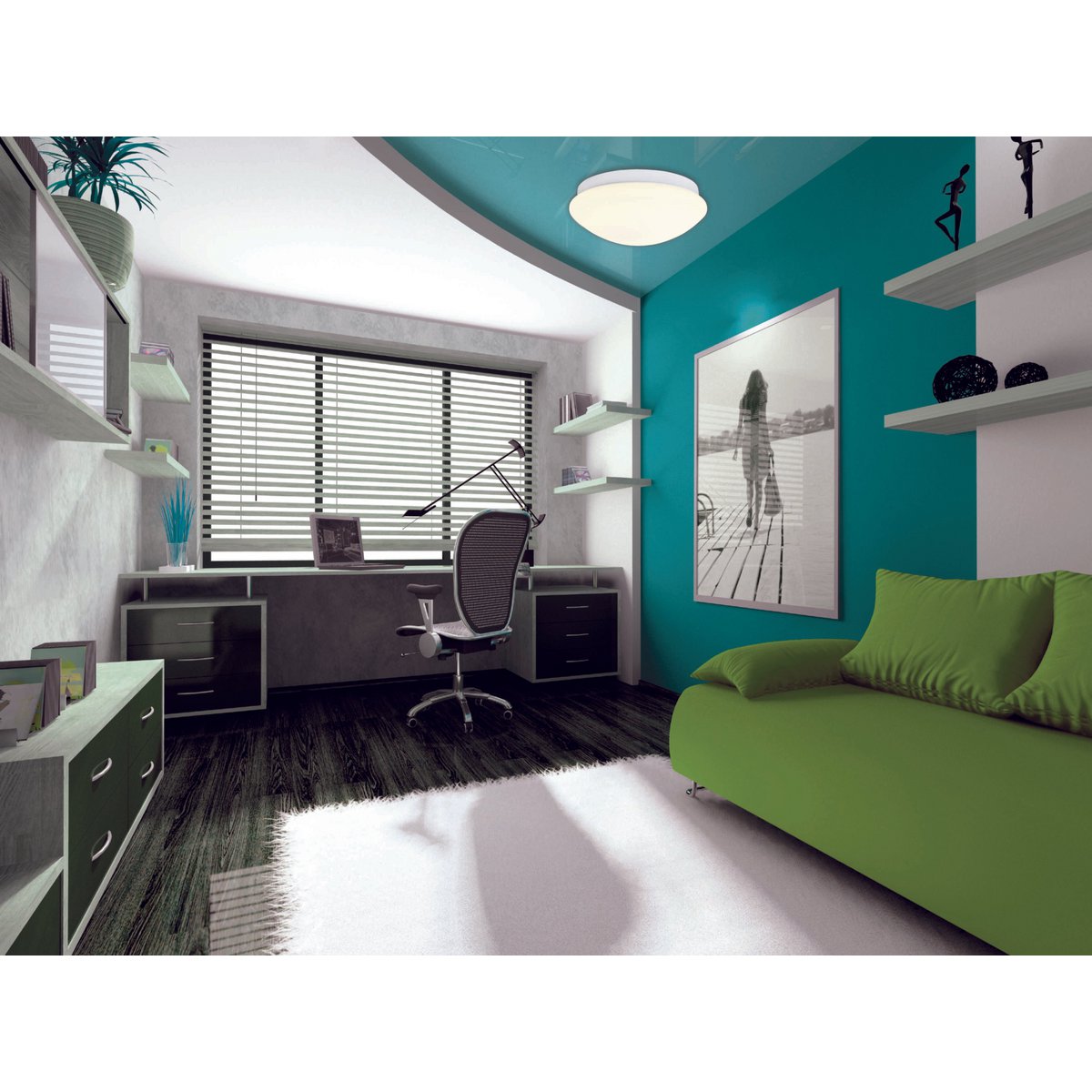 LED -plafondlicht "Genève" gemaakt van metaal en plastic in het wit, met stevig ingebouwde in LED's Ø ca. 30 cm