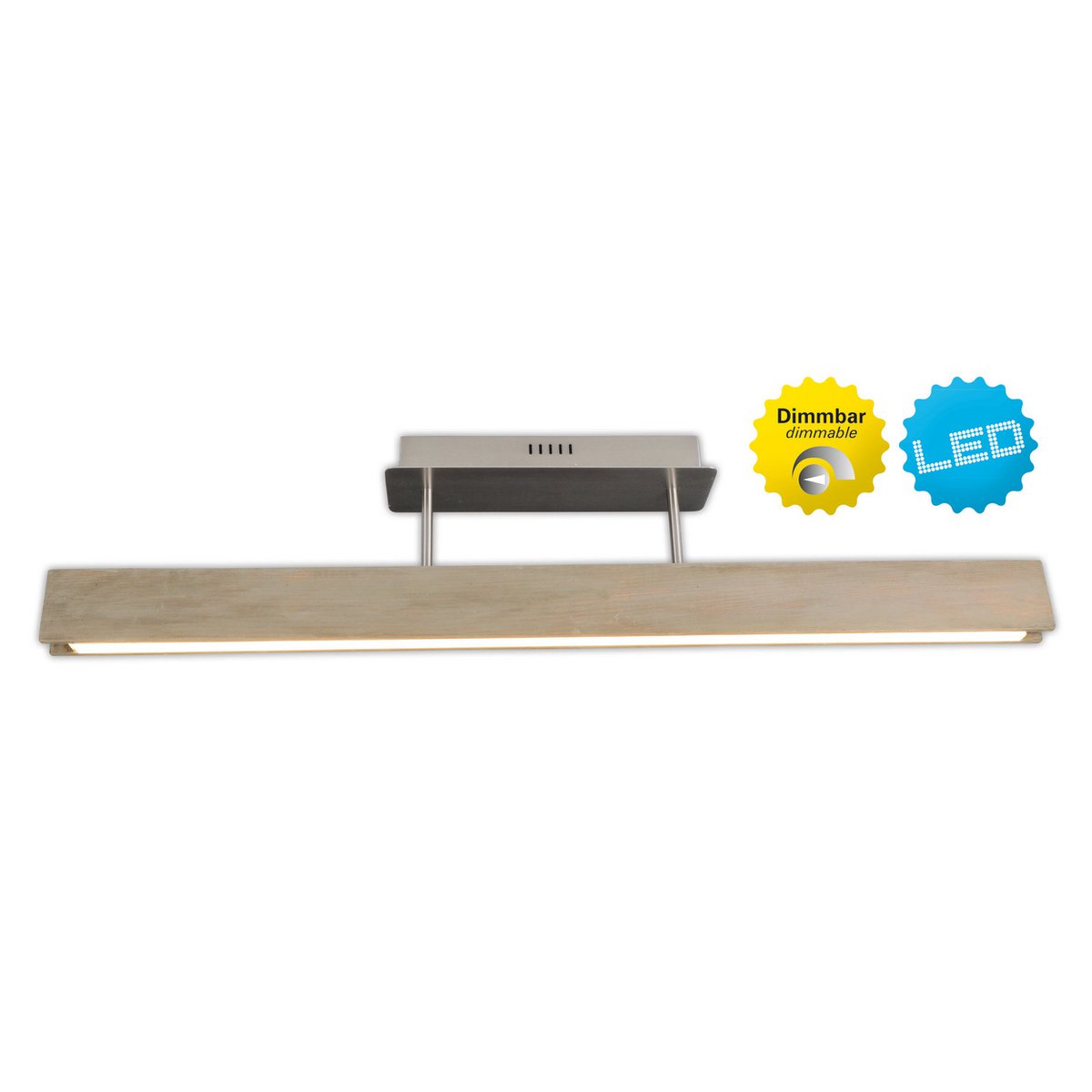 LED -plafondlicht "recht", 97,5 cm lang, gemaakt van metaal, hout, acryl en ashout, voor woonkamers en kantoor