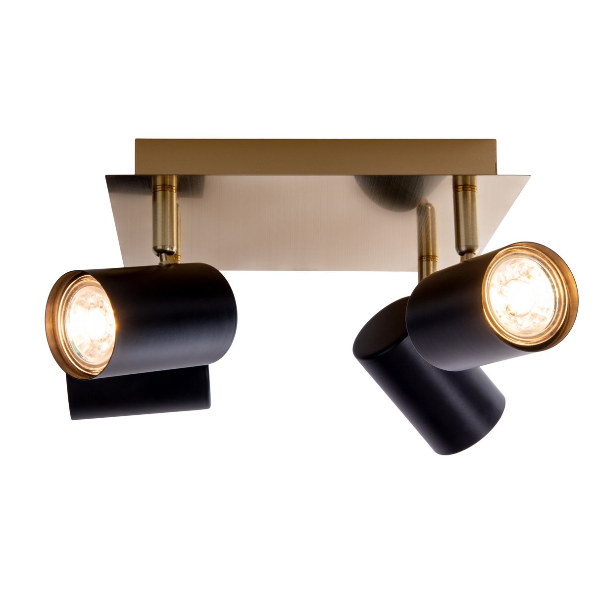 4 muur- en plafondlampen "Frida" in metalen zwart / goud, plafond schijnwerpers, GU10, plafondlamp voor eetkamer, woonkamer, gang of kantoor, 22 x 22 cm