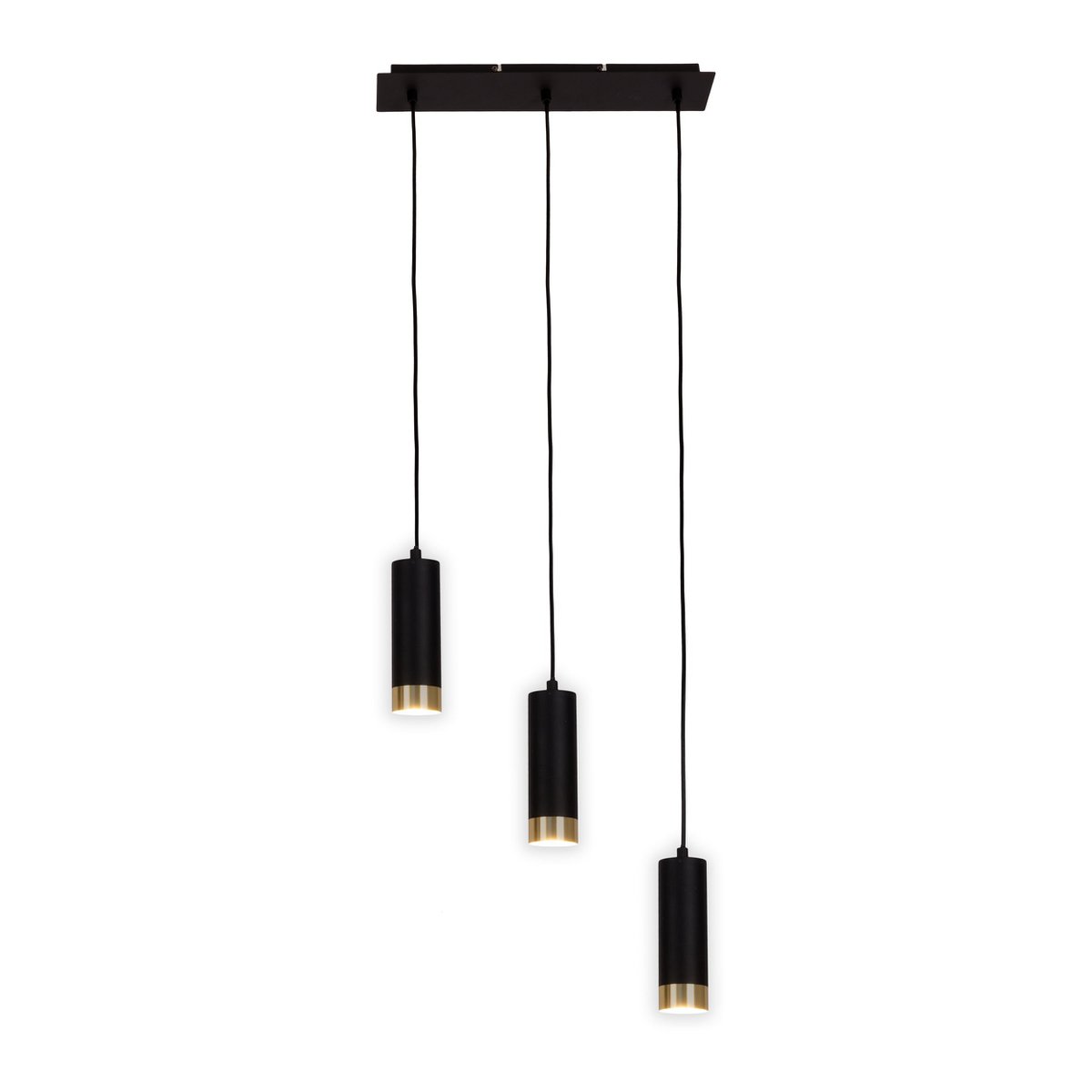 3 hanglamp "Fridu" gemaakt van metaal in Matt Black, met Gu10 -basis, 48 cm lang