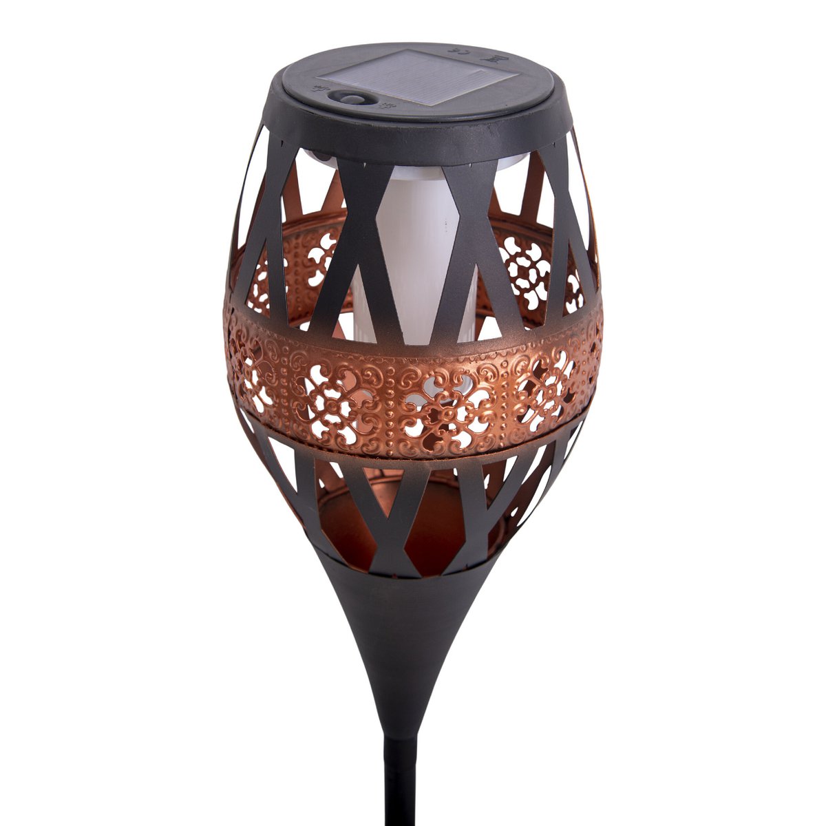 LED grondpin op zonne-energie h: 85cm met vlameffect; VlamLicht